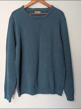 Denver Hayes Men's Crewneck Sweater Teal Blue Cabincore Coastal Casual